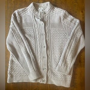 L.L. Bean Taupe Tan Cable Knit Cardigan
